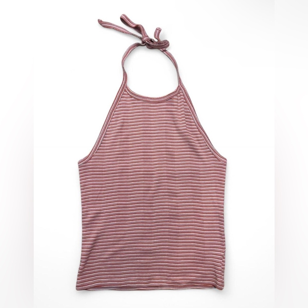 American Eagle Striped Halter Neck Tank Top- Medium in Pink/Orange/White